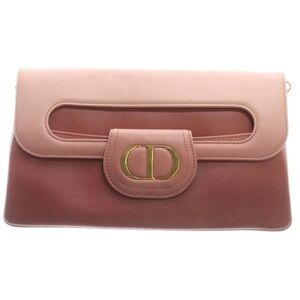 Dior Pink and Brown Clutch with Gold Accent